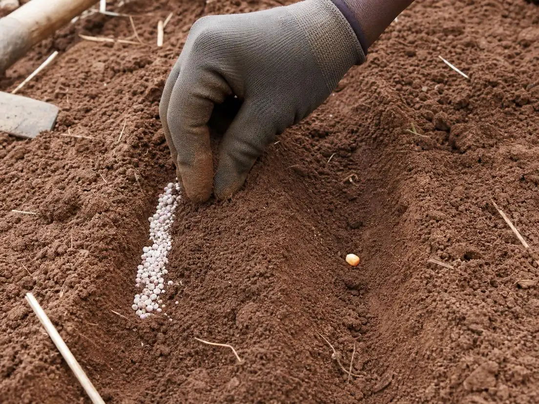 Mlimi akuyeza feteleza asanauike pafupi ndi chimanga ku Malawi